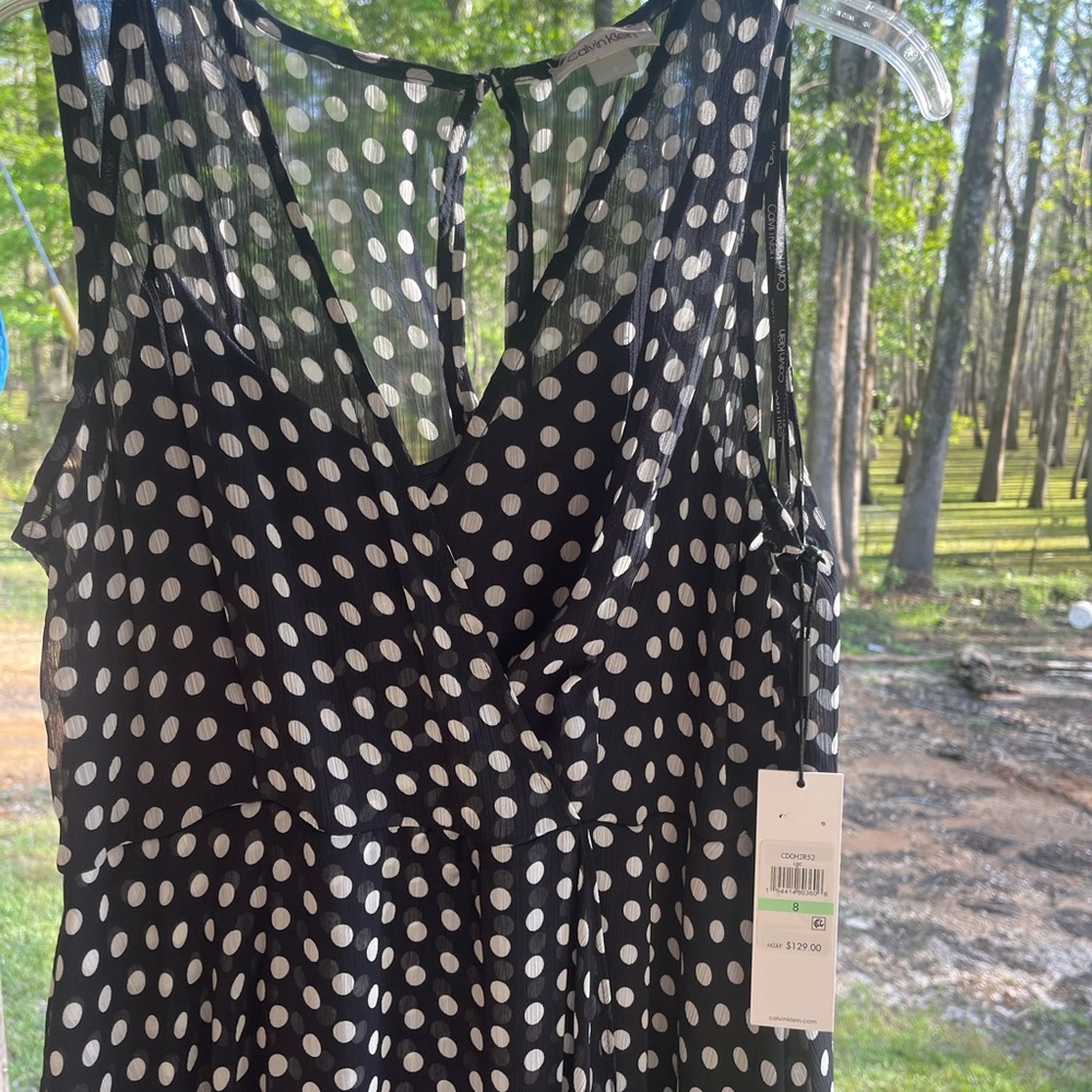 CALVIN KLEIN high low polka dot dress